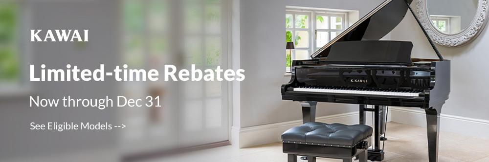 Kawai limited-time rebates now through December 31, 2025. See eligible models